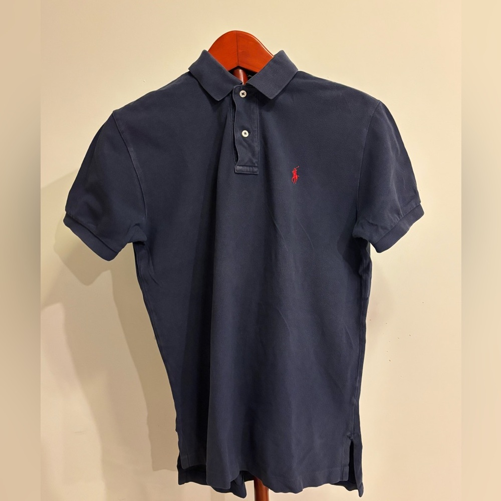 Polo Ralph Lauren Classic Fit Navy Cotton Polo Shirt with Red Logo